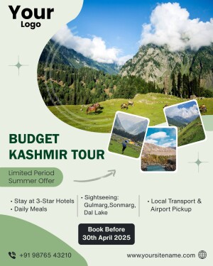 Kashmir Tour Package Flyer with Mountain Scenery