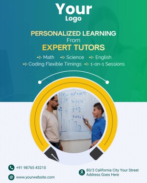 Advertisement for personalized tutoring services in Math, Science, English, and Coding.