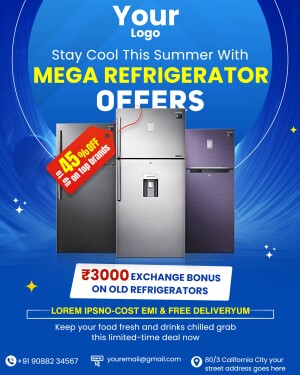 Advertisement for refrigerator sale with discount offers
