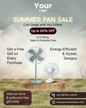Summer Fan Sale advertisement with fans and discount offer