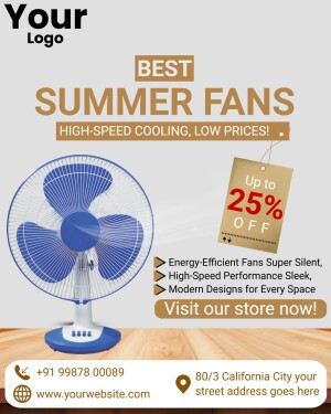 Advertisement for summer fans with a discount offer