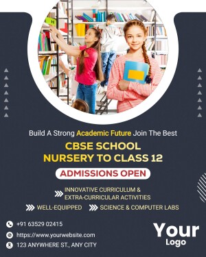 Children in a library with text promoting CBSE school admissions