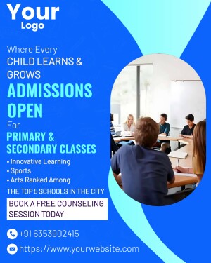 School admissions open for primary and secondary classes with students in a classroom.