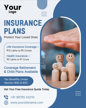 Insurance plans advertisement with family protection theme