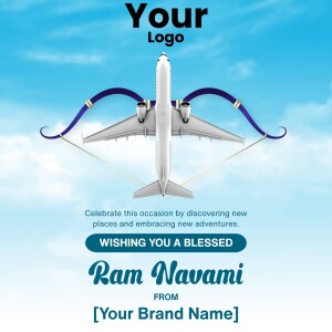 Airplane with a bow and arrow graphic for Ram Navami celebration