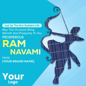Ram Navami wish with Lord Rama silhouette and sun imagery