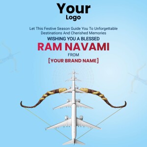 Ram Navami greeting with an airplane and bow and arrow imagery.