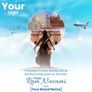 Ram Navami celebration with Taj Mahal and Lord Rama imagery