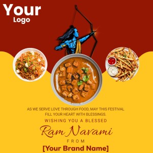 Ram Navami festive food promotion with Lord Rama illustration
