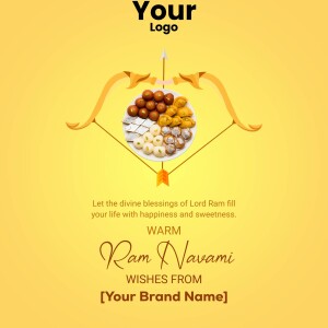 Ram Navami celebration with sweets and a bow and arrow