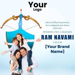 Family with a bow and arrow illustration for Ram Navami
