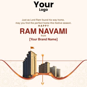 Ram Navami festive greeting with a real estate theme.