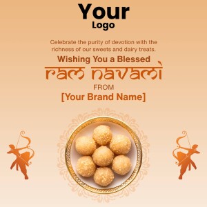 Ram Navami festive greeting with sweets and traditional elements