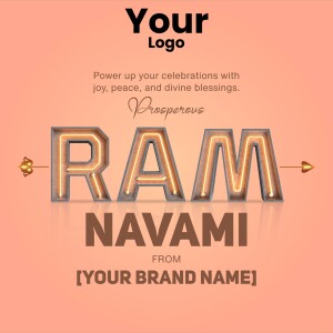 Ram Navami greeting with 3D text and decorative elements