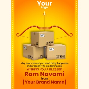 Ram Navami themed image with packages and a bow and arrow