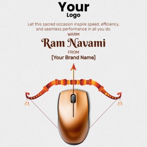 Ram Navami greeting with a computer mouse and bow and arrow imagery.