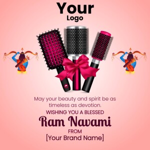 Ram Navami greeting with hairbrushes and festive decorations