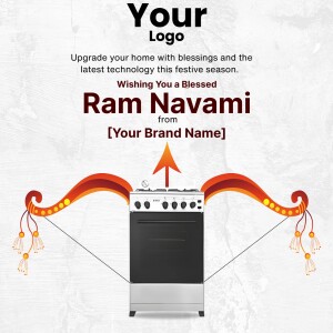 Ram Navami advertisement featuring a stove and bow and arrow