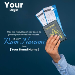 Ram Navami greeting with travel theme - passport and tickets