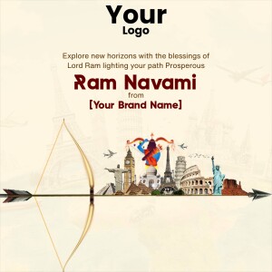 Ram Navami greeting with a global theme and brand logo space.