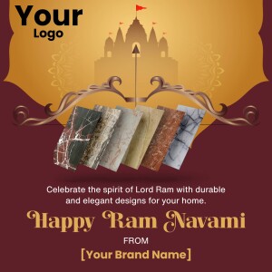 Ram Navami promotional image featuring marble designs