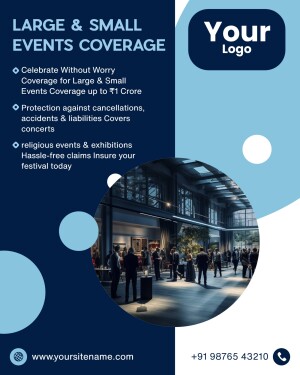 Poster advertising event insurance coverage for large and small events.