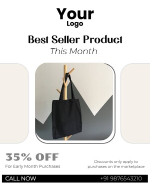Promotional image for a best-selling tote bag with a 35% discount.