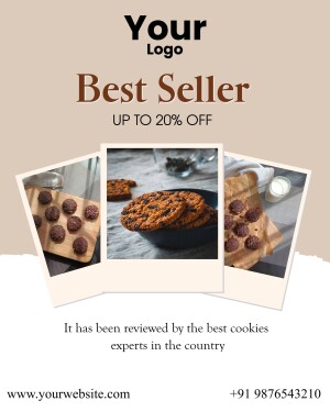 Advertisement for a cookie sale with images of freshly baked cookies.