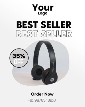 Image of black headphones with a 35% off promotion.