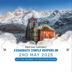 Kedarnath Temple in the Himalayas with reopening date announcement