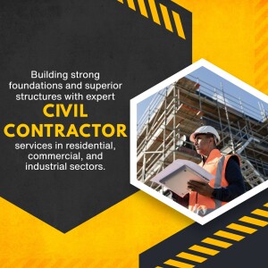 Image of a civil contractor reviewing blueprints on a construction site.