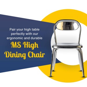 Silver MS High Dining Chair with a blue and yellow background