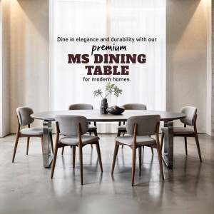 Modern dining table set in a minimalist interior
