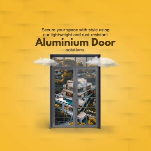 Modern aluminium door with city view