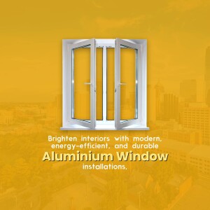 White aluminium window with city view