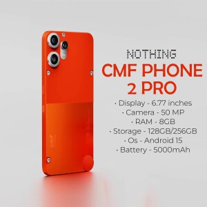 Orange Nothing CMF Phone 2 Pro with specifications listed