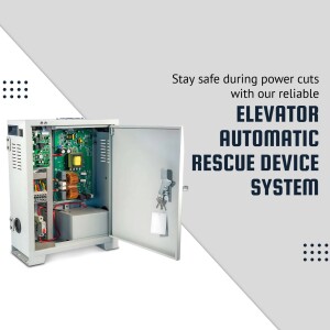 Image of an elevator automatic rescue device system with open door showing internal components.