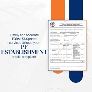 Image of a PF Form-5A update notification with orange and blue design elements.