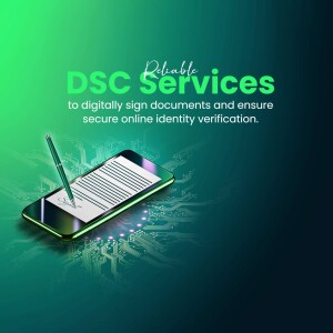 Digital Signature Certificate services with a smartphone and pen illustration
