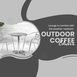 Silver outdoor coffee chair and table set with a modern design.