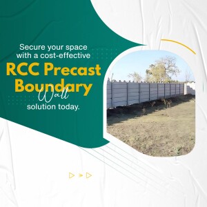 RCC Precast Boundary Wall advertisement with a picture of a completed wall.