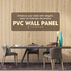 PVC wall panel displayed in a dining room setting