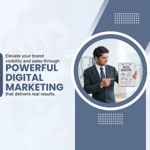 Man holding a digital marketing strategy board