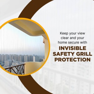 Balcony with invisible safety grill, home security