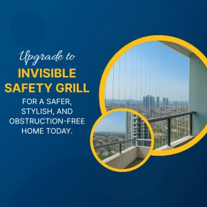 Balcony with invisible safety grill offering a clear view