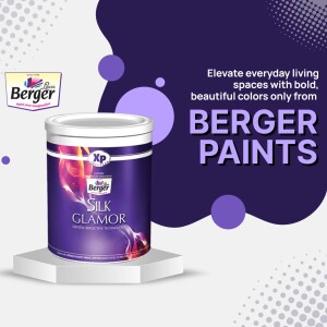 Berger Paints Silk Glamour paint can with abstract design