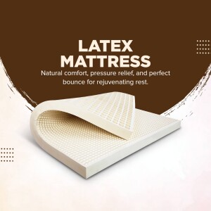 Close-up of a latex mattress with a textured surface, showcasing its comfort and support.