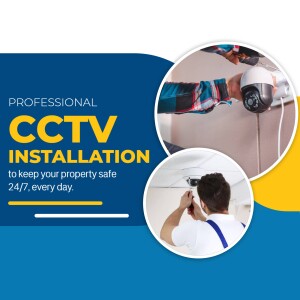 Image of a CCTV camera being installed by a professional technician.