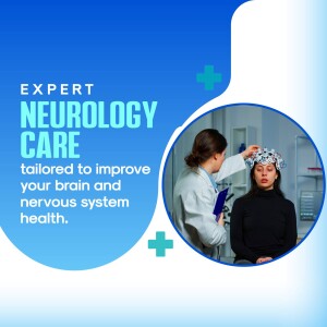 Neurologist examining a patient with a brain scan cap