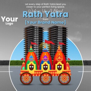 Rath Yatra festival illustration with city skyline